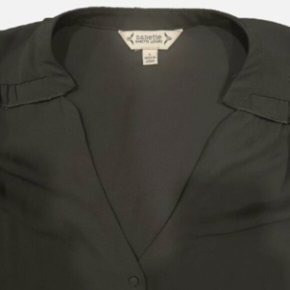 Nanette Lepore Black Semi Sheer Blouse Long Sleeve Lightweight Womens Size Large - Picture 7 of 9